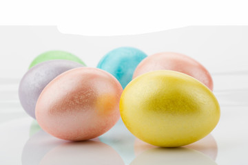 Easter eggs painted in different colors for Easter