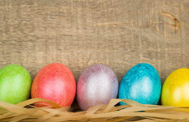 Easter eggs painted in different colors for Easter