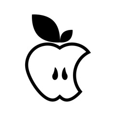 Pictogram cut apple icon. Black icon on white background.