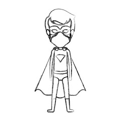 monochrome blurred contour faceless of standing young superhero vector illustration