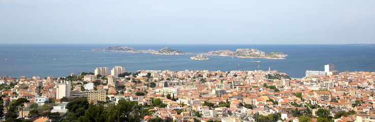 Panorama of Marseille city in south of France