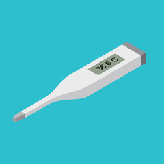 Digital Thermometer Medical Instrument Isometric View. Vector