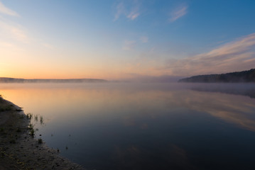 Magical sunrise over a lake