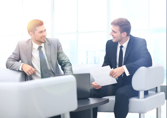 Fototapeta premium Image of business partners discussing documents