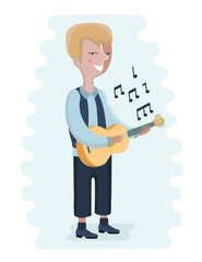 Illustration of boy playing acoustic guitar