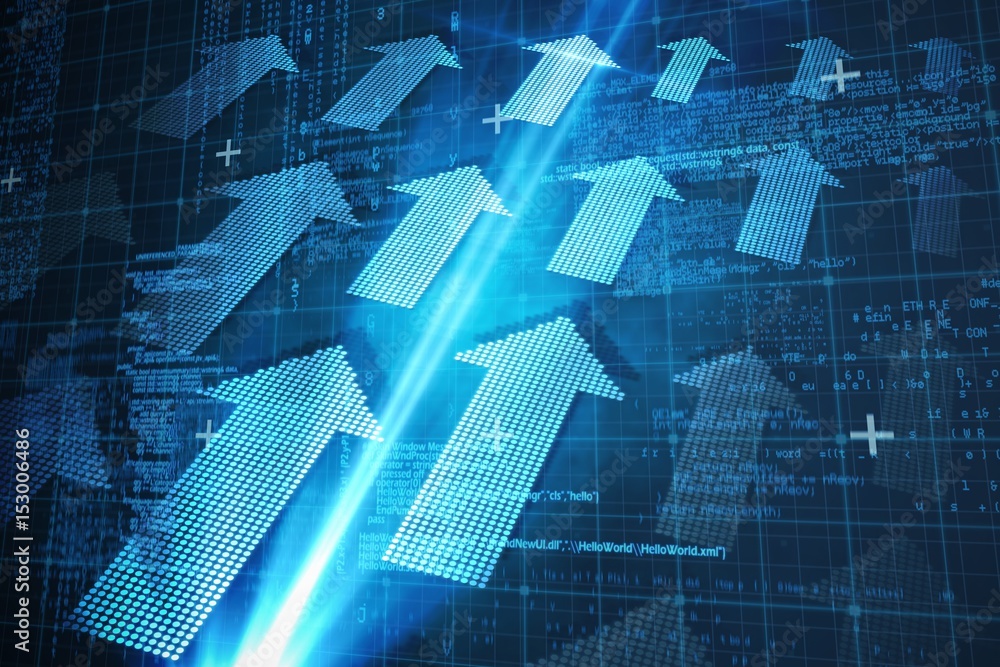 Poster composite image of blue matrix and codes