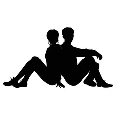 Fototapeta na wymiar Silhouette of a guy and a girl sitting back to back
