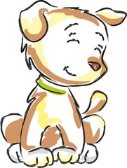 cheerful little puppy sits