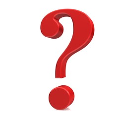 question mark red 3d isolated on white background rotate left symbol interrogation point icon for business and internet