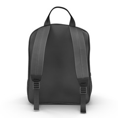 School backpack isolated on white. Rear view. Sport travel rucksack closeup. 3D illustration
