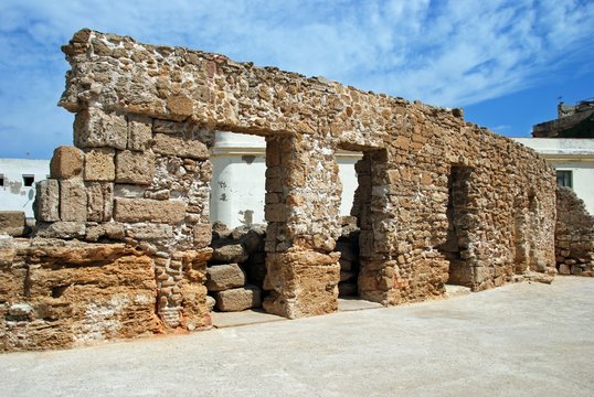 View of part of the Roman theatre building, Cadiz, Spain.