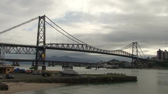 Hercilio Luz bridge,  skyline, Florianopolis