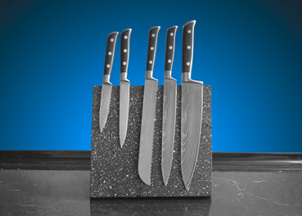 five of damascus steel knife set
