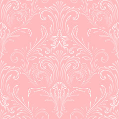 Fototapeta na wymiar Vector damask seamless pattern background. Classical luxury old fashioned damask ornament, royal victorian seamless texture for wallpapers, textile, wrapping. Exquisite floral baroque template