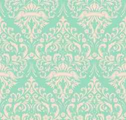 Vector damask seamless pattern element. Classical luxury old fashioned damask ornament, royal victorian seamless texture for wallpapers, textile, wrapping. Exquisite floral baroque template