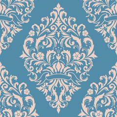 Vector damask seamless pattern element. Classical luxury old fashioned damask ornament, royal victorian seamless texture for wallpapers, textile, wrapping. Exquisite floral baroque template