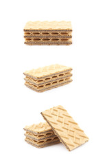 Pile of chocolate wafers isolated