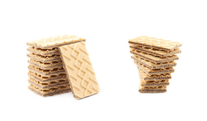 Pile of chocolate wafers isolated