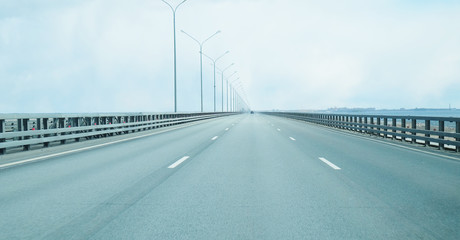 empty highway going through marine waters