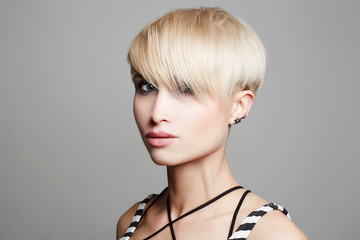 beautiful woman with fashion short haircut
