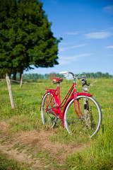 Naklejka premium Balade en vélo à la campagne