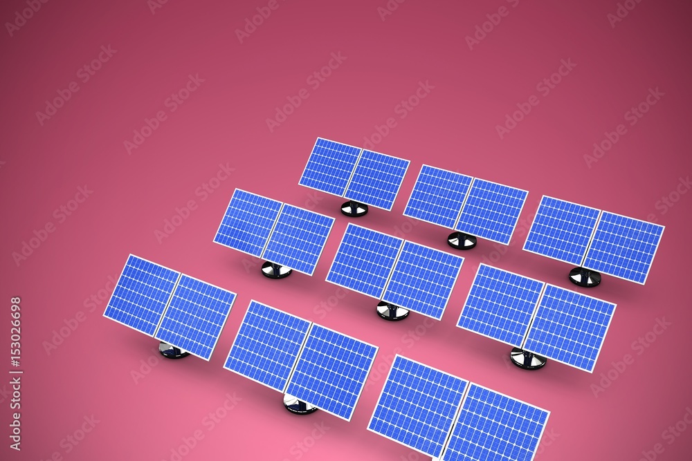 Aufkleber composite image of image of 3d blue solar panel arranged in rows
