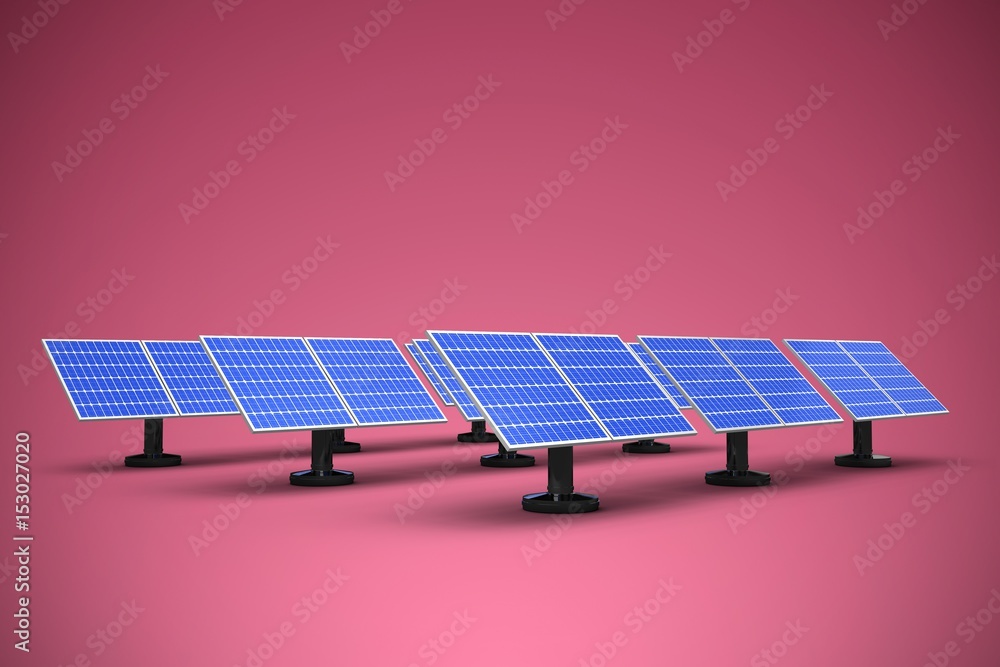 Poster composite image of image of 3d solar panels arranged in rows