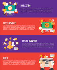 seo. search engine optimation. web banners vector illustration. information technology and business design concept.