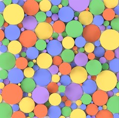 Abstract background of colorful circles, 3D render
