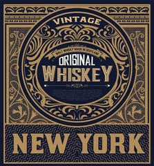 Obraz premium Whiskey label with baroque ornaments