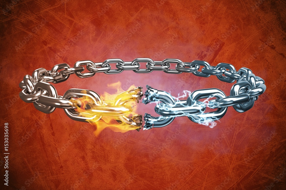 Poster composite image of 3d image of broken silver chain