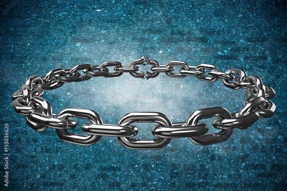 Poster composite image of 3d image of circular silver chain