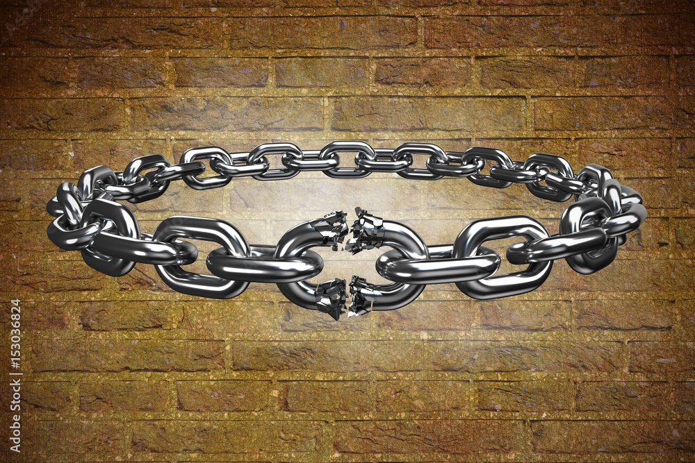 Aufkleber composite image of 3d image of broken silver chain