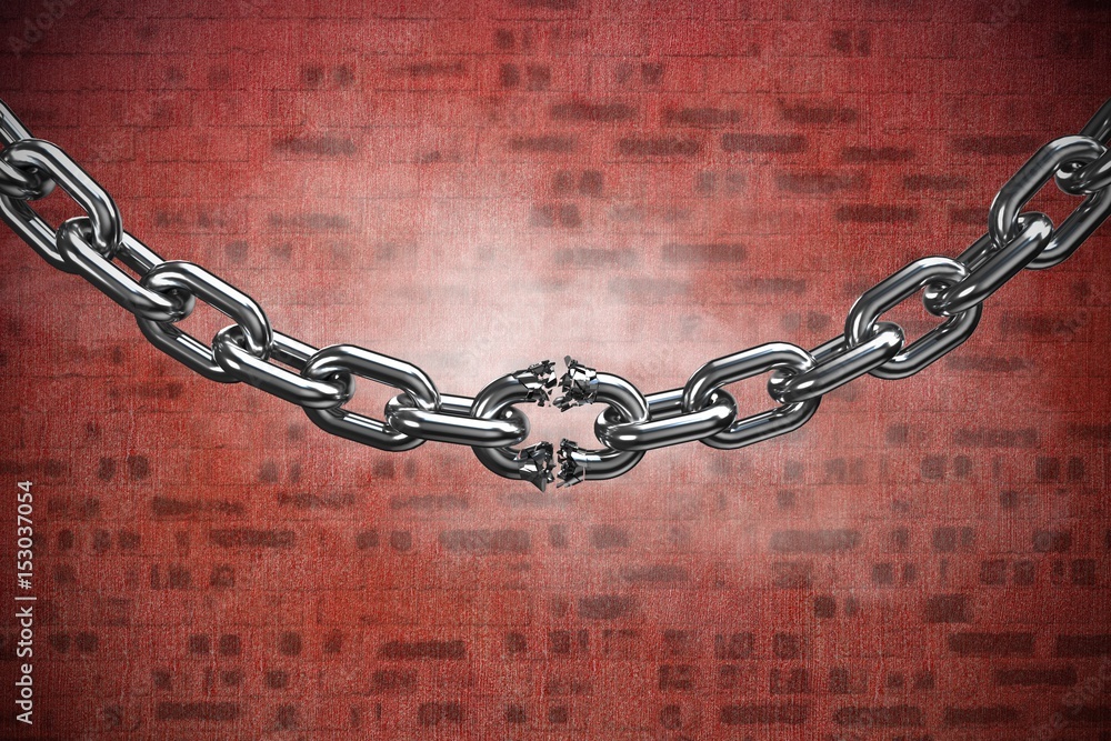 Poster composite image of 3d image of broken metallic chain