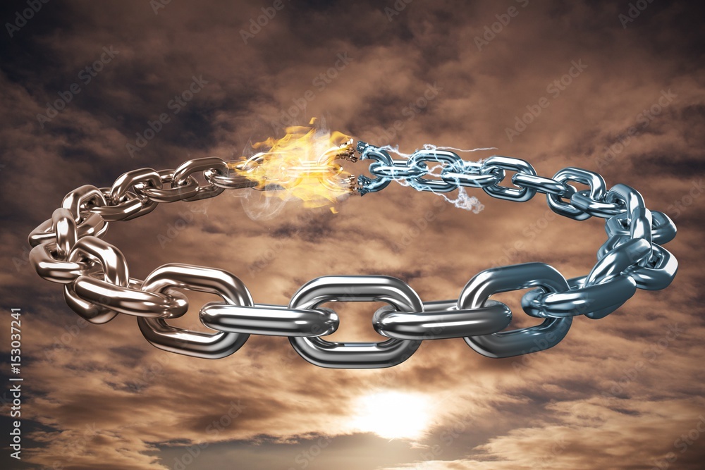 Poster composite image of 3d image of circular silver chain