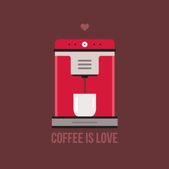 Coffee machine on brown background