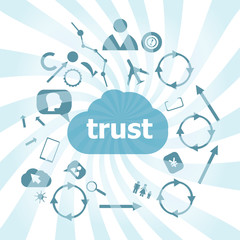 Text Trust. Business concept . Set of web icons for business, finance and communication