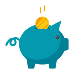Economic concept with piggy bank and coin, vector illustration in flat style