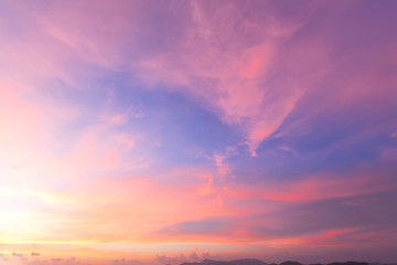 rainbow color of evening sky with sunlight of sunset
