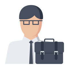 Jurisprudence concept with jurist and briefcase, vector illustration in flat style