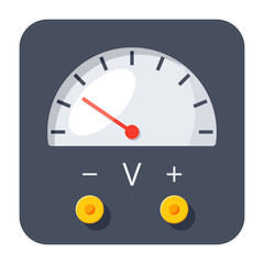 Physics concept with voltmeter, vector illustration in flat style