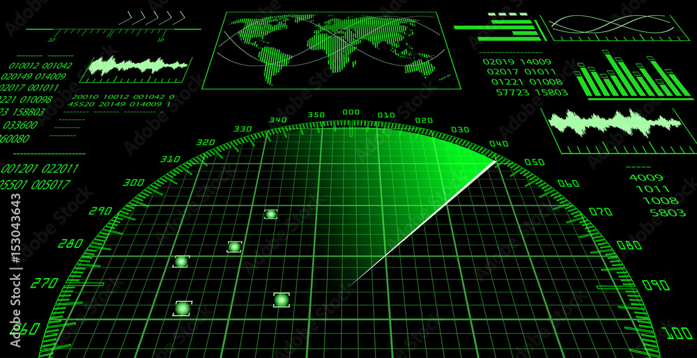 Poster radar screen with futuristic user interface hud. vector illustration.