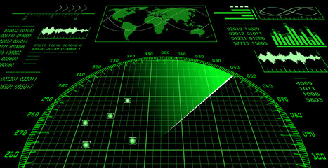 Radar screen with futuristic user interface HUD. Vector illustration.