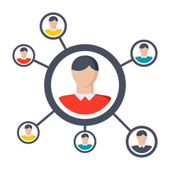 Sociology concept with human communication, vector illustration in flat style