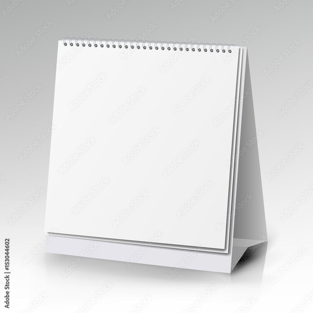 Poster vector table blank stand holder for menu paper calendar card isolated on white background