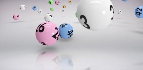 Composite image of falling lottery balls 
