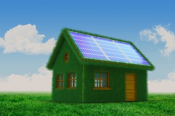 Composite image of small model of green house