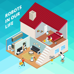 Robots Isometric Illustration