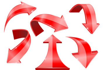 Red arrows. Collection of curved web icons