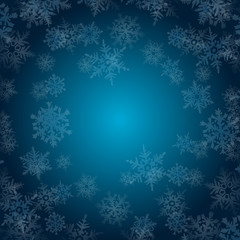 Fototapeta na wymiar Winter snowflakes on blue background vector illustration.